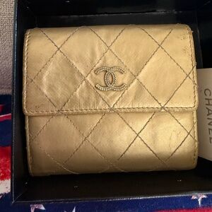 Chanel Gold Quilted Wallet